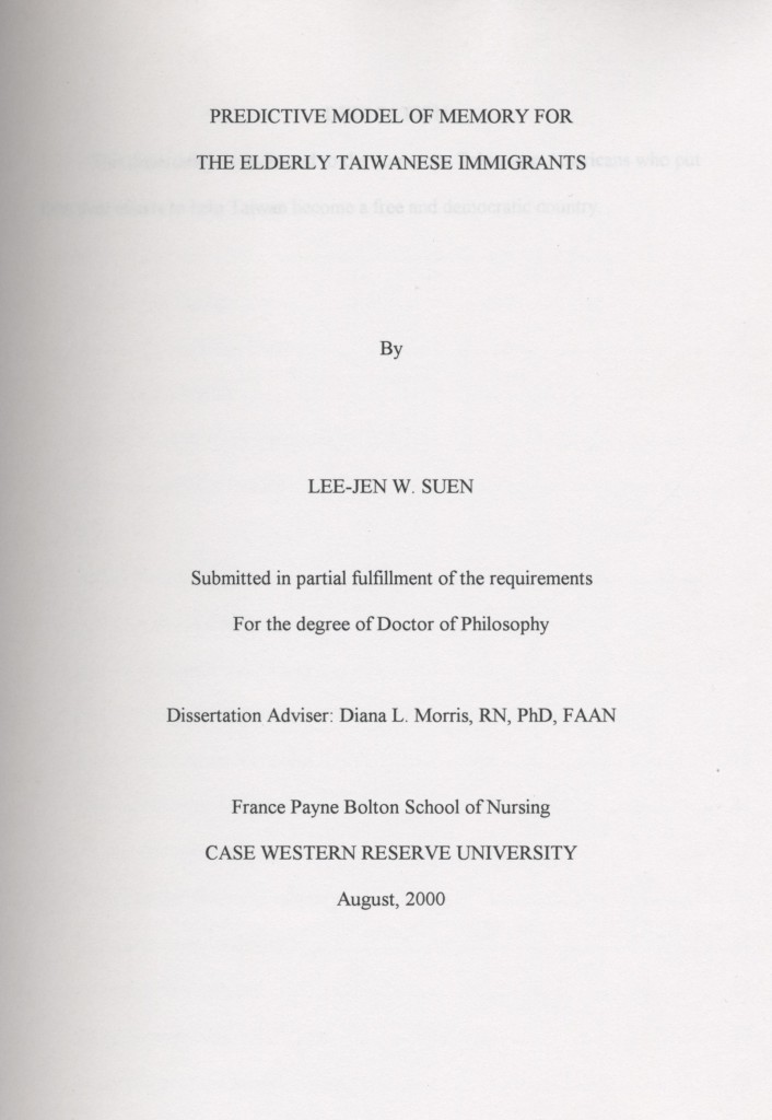 202_Predictive model of memory for the elderly Taiwanese Immigrants