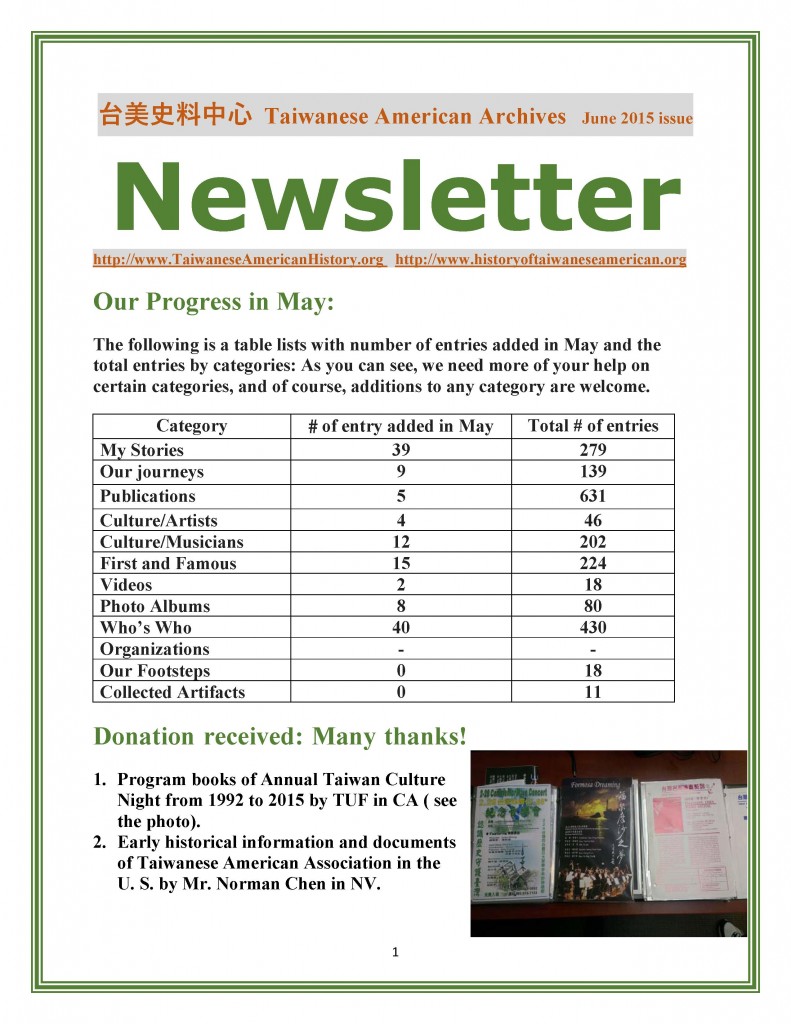 Newsletter of T.A. Archives June , 2015 - 0001