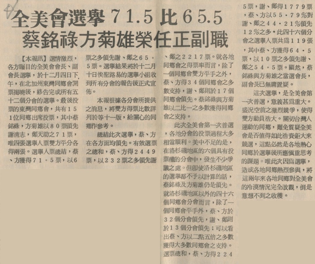 第一次全美會長票選